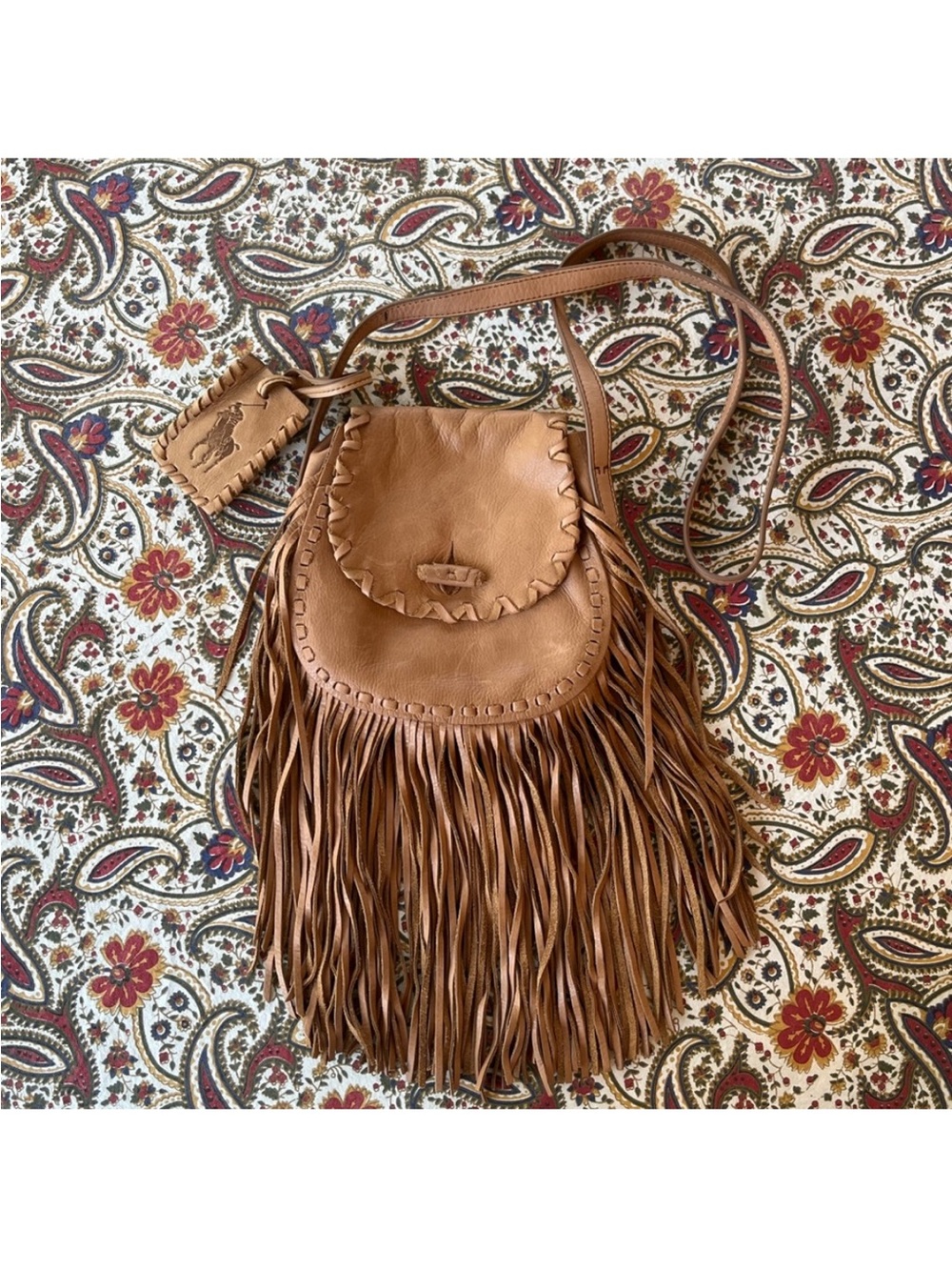 Polo by Ralph Lauren Tan 100% Leather Fringe Crossbody Bag - Picture 4 of 10